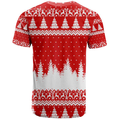 Beagle Dashing Dog Christmas T-Shirt Xmas Holiday Patterns Graphic Tee