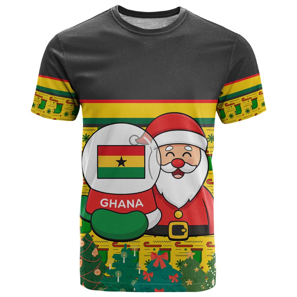 Ghana Christmas T-Shirt with Santa Ornament National Coat of Arms and Festive Graphic Tee