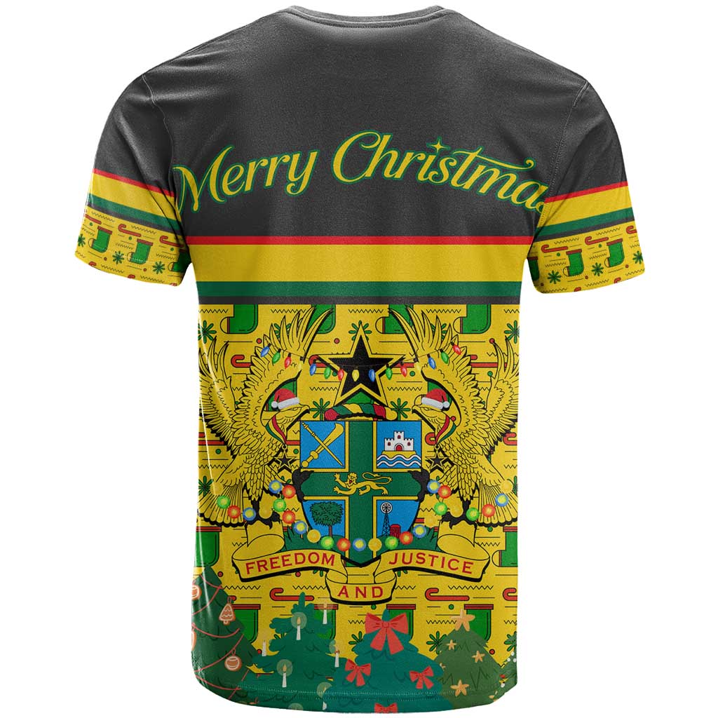 Ghana Christmas T-Shirt with Santa Ornament National Coat of Arms and Festive Graphic Tee