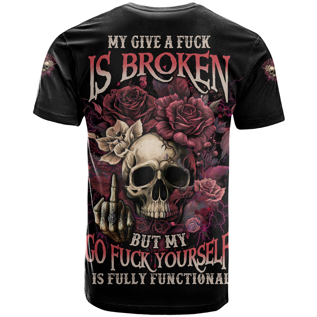 My Give A F Rose Skull T-Shirt Graphic Tee