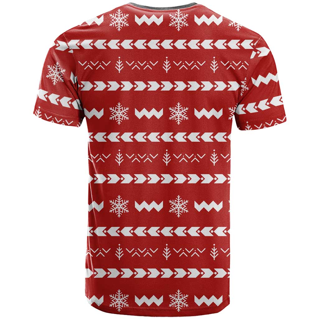 Ho Ho Hold My Beer Santa Christmas Design T-Shirt Xmas Holiday Patterns Graphic Tee