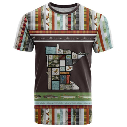 In The Deep Heart Of Minnesota Christmas Design T-Shirt Xmas Holiday Patterns Graphic Tee
