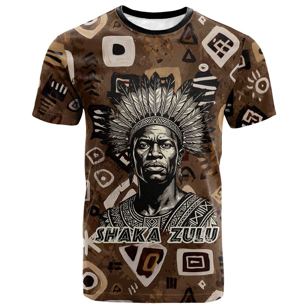 Shaka Zulu T-Shirt Monochrome Portrait Zulu Kingdom Heritage Unconquered Spirit Warrior Legacy Theme Graphic Tee