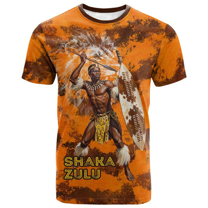 Shaka Zulu T-Shirt Warrior Fiery Roaring Lion - Never Retreat Never Surrender African Strength and Courage Graphic Tee