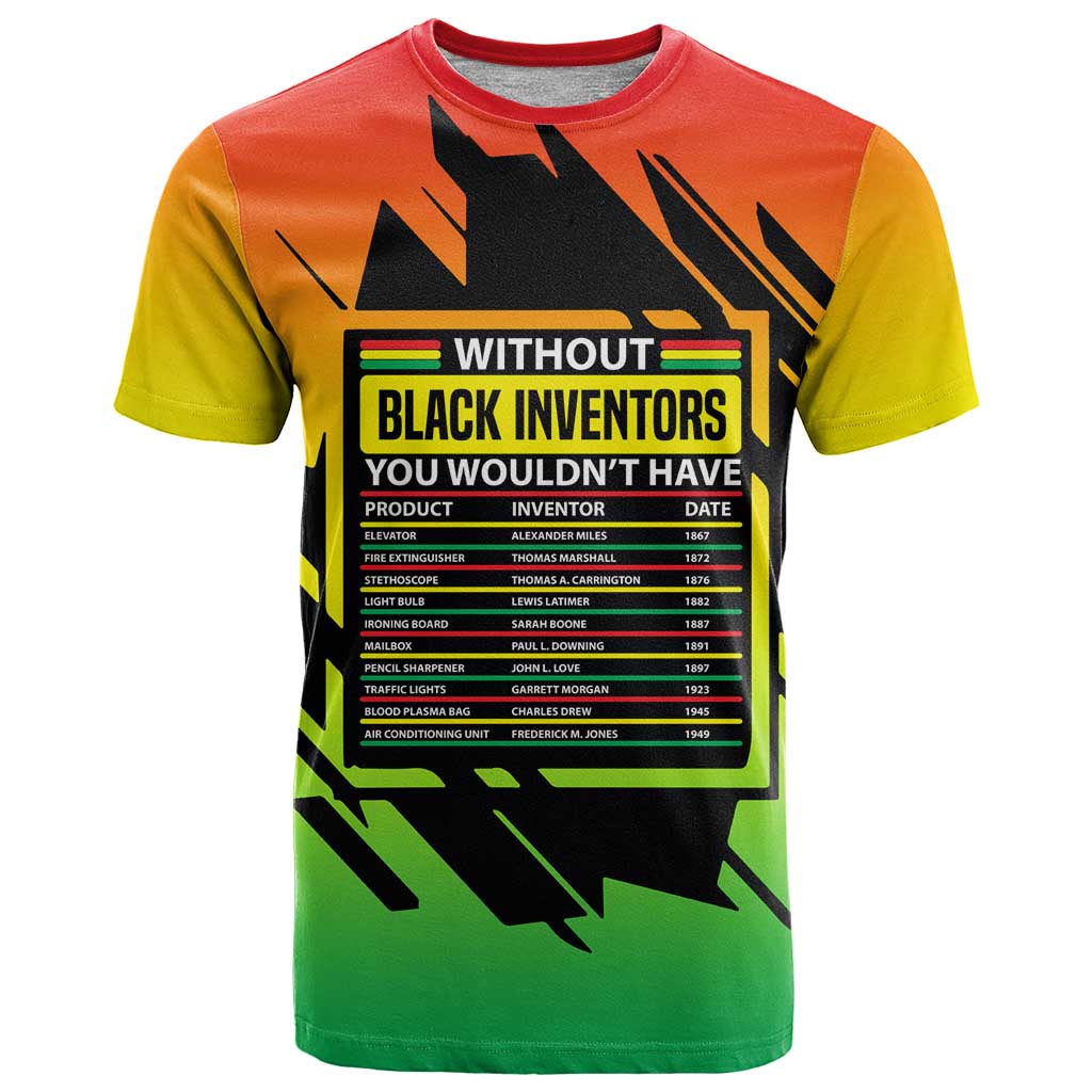 Without Black Inventors Educational List T-Shirt Black History Month African Graphic Tee