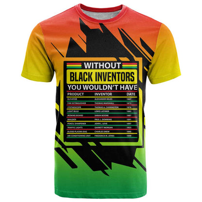 Without Black Inventors Educational List T-Shirt Black History Month African Graphic Tee