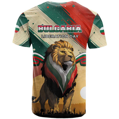 Bulgaria Liberation Day T-Shirt with Shipka Monument and Tricolor Lion Graphic Graphic Tee
