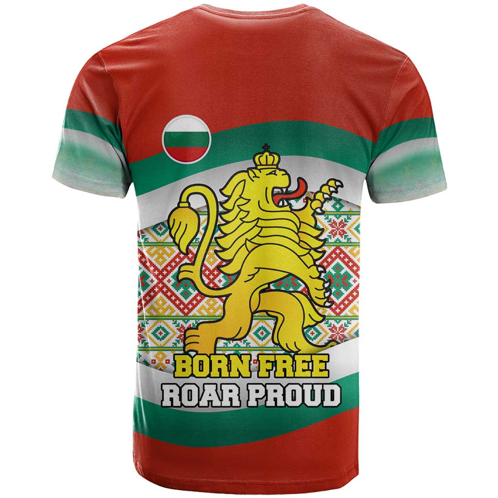 Bulgaria Lion T-Shirt Tricolor Flag, Folk Pattern and Proud Motto Graphic Tee