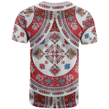 Bulgaria Folk Art T-Shirt with Traditional Embroidery and Floral Motifs Graphic Tee
