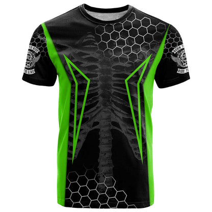 Personalized Skeleton Racing T-Shirt Cool Bone Motorcycle Motocross Off-Road Riders Racewear Graphic Tee