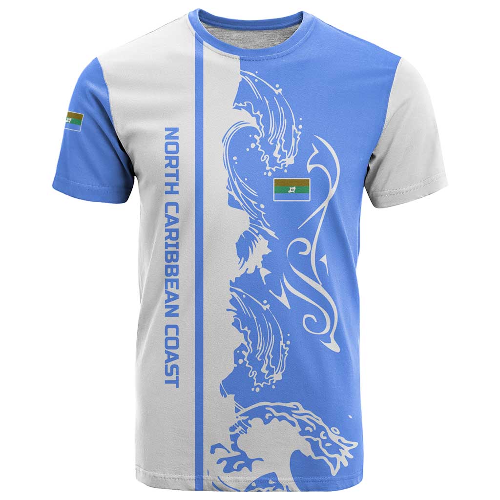 Nicaragua North Caribbean Coast T-Shirt with Ocean Wave Pattern and Dance with the Waves Graphic Tee