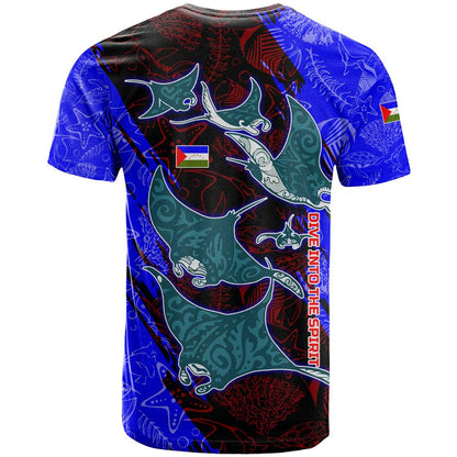 South Caribbean Coast Nicaragua T-Shirt with Manta Ray Coral Reef and Dive into the Spirit Design Graphic Tee