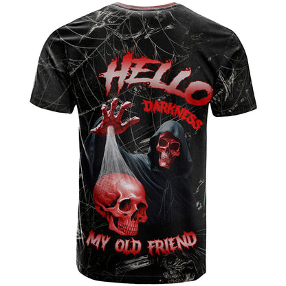 Hello Darkness My Old Friend Skull T-Shirt Graphic Tee