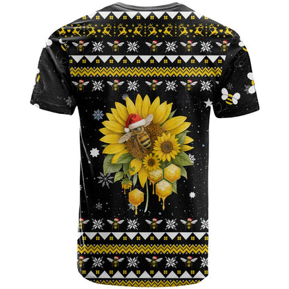 Bee Merry Its Time Christmas T-Shirt Xmas Holiday Patterns Graphic Tee