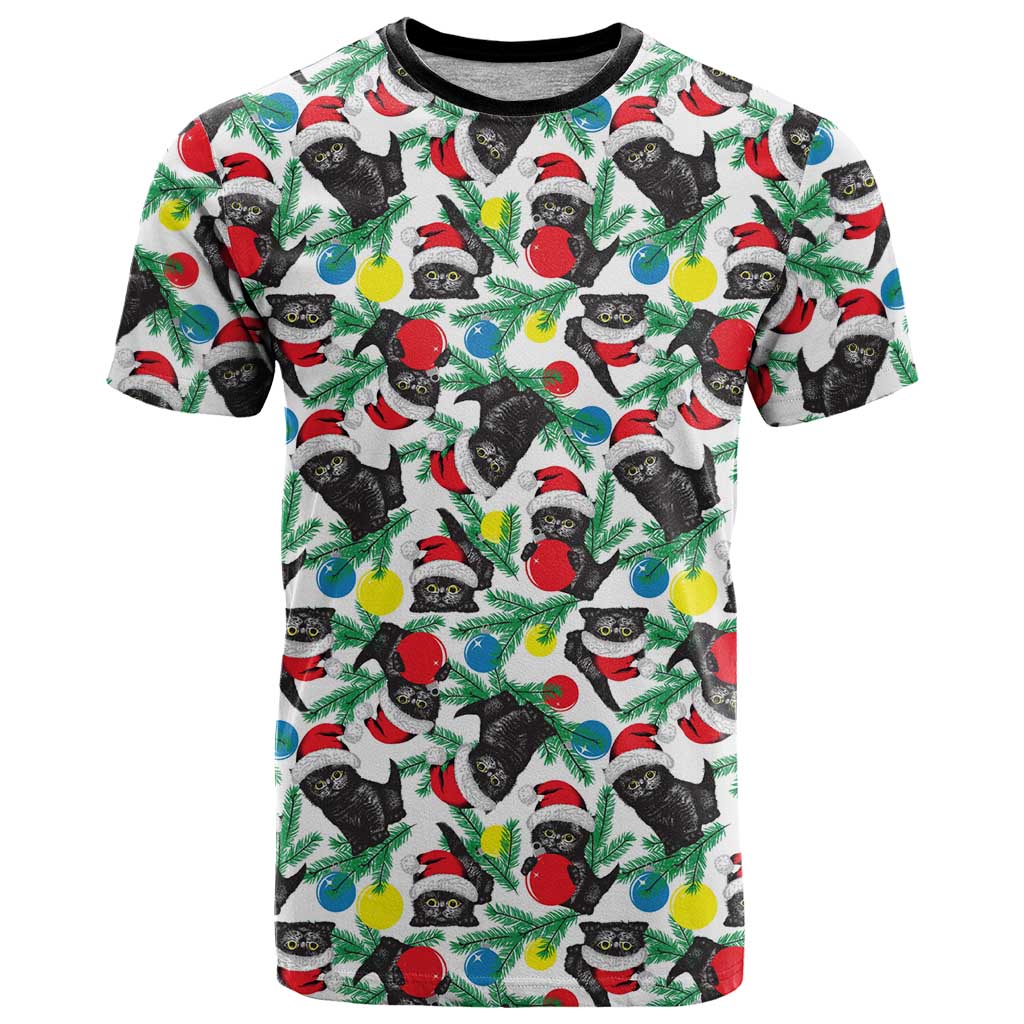 Black Cat Christmas Christmas T-Shirt Xmas Holiday Patterns Graphic Tee