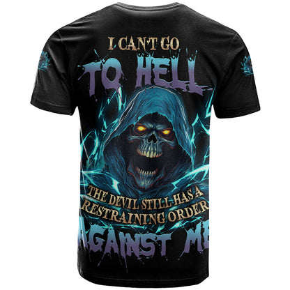 I Can't Go To Hell Mad Reaper Skull T-Shirt Graphic Tee