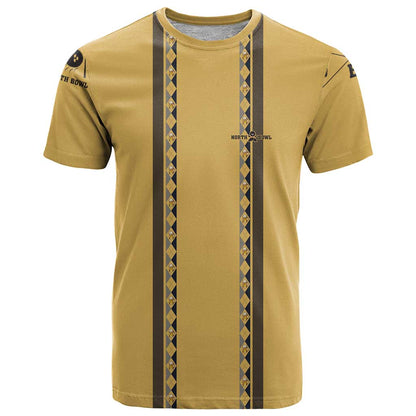 Custom Retro Bowling T-Shirt with Diamond Stripe Pattern North Bowl Logo Graphic Tee