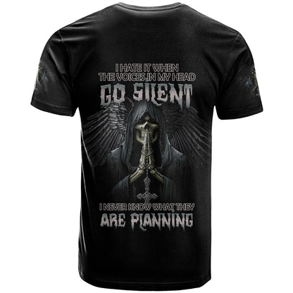 I Hate It When The Voices In My Head Skull T-Shirt Graphic Tee
