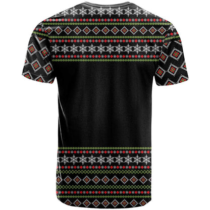 White and Red Christmas Wine T-Shirt with Festive Pattern and Holiday Cheer Graphic Tee