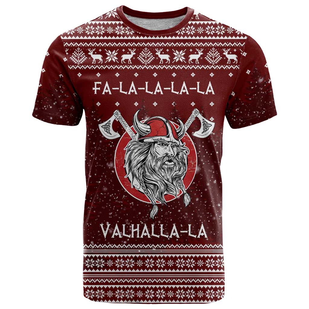 Vikings Fa La La La Christmas T-Shirt Xmas Holiday Patterns Graphic Tee