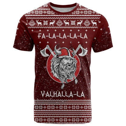 Vikings Fa La La La Christmas T-Shirt Xmas Holiday Patterns Graphic Tee