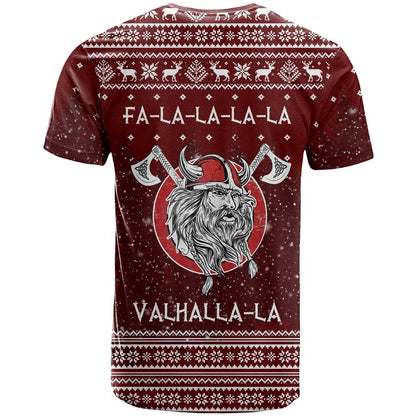 Vikings Fa La La La Christmas T-Shirt Xmas Holiday Patterns Graphic Tee