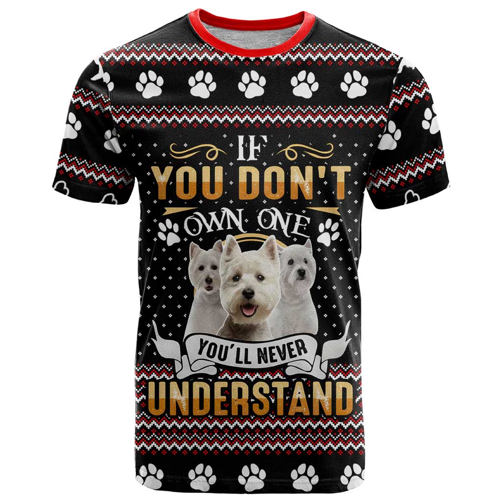 West Highland White Terrier Christmas T-Shirt Xmas Holiday Patterns Graphic Tee