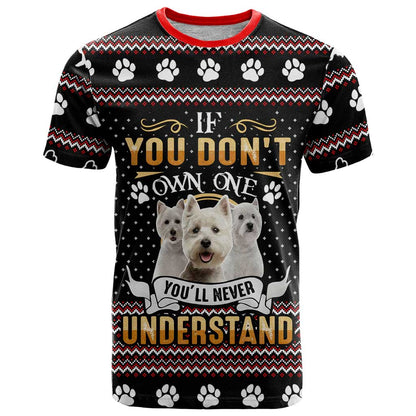 West Highland White Terrier Christmas T-Shirt Xmas Holiday Patterns Graphic Tee