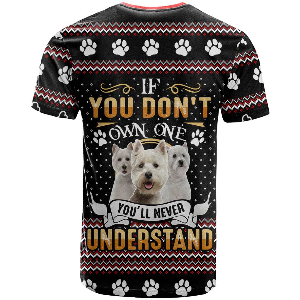 West Highland White Terrier Christmas T-Shirt Xmas Holiday Patterns Graphic Tee