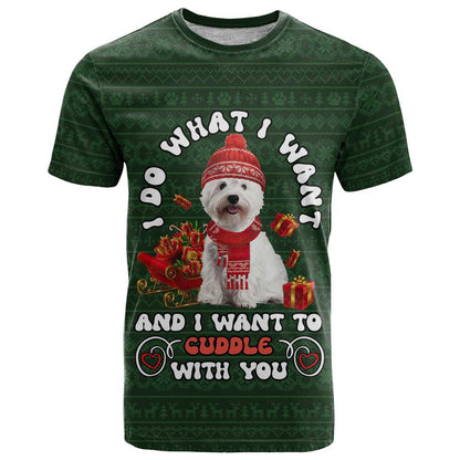West Highland White Terrier Christmas T-Shirt Xmas Holiday Patterns Graphic Tee