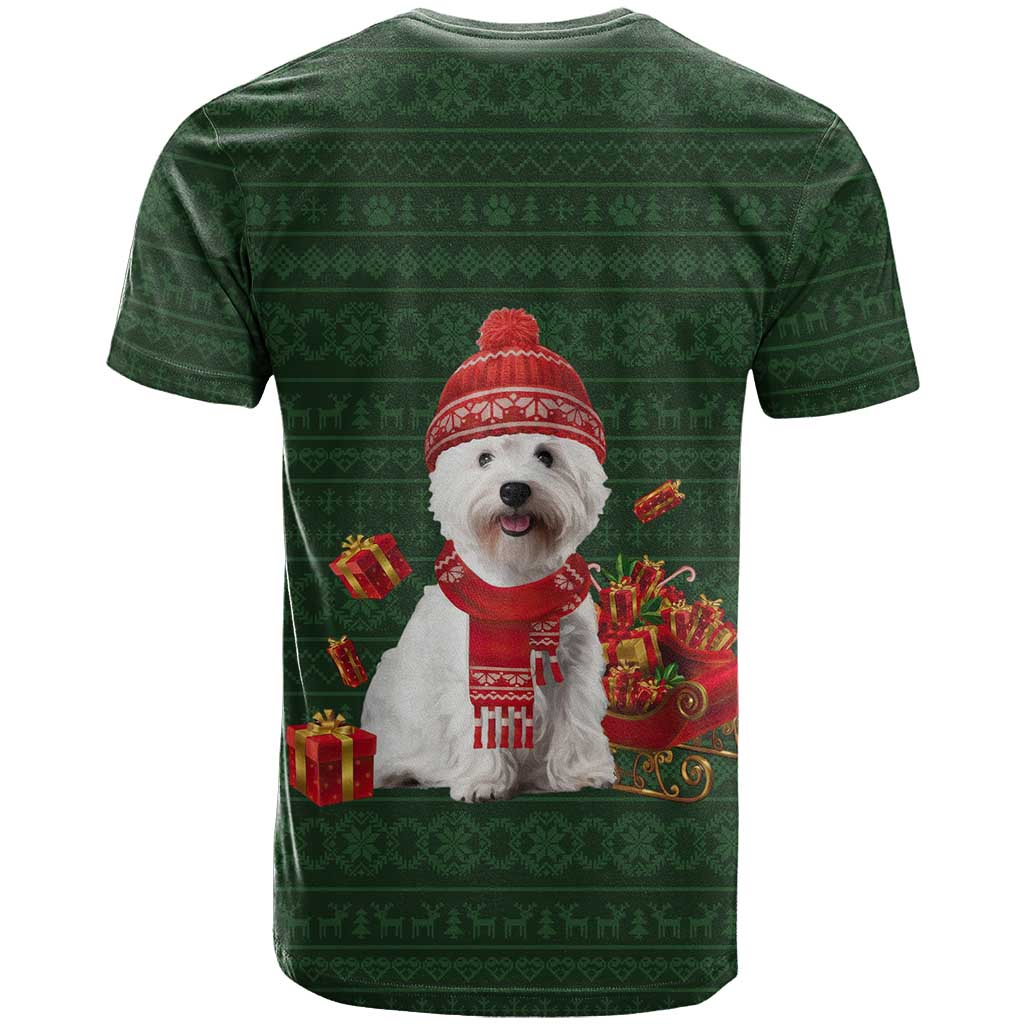 West Highland White Terrier Christmas T-Shirt Xmas Holiday Patterns Graphic Tee