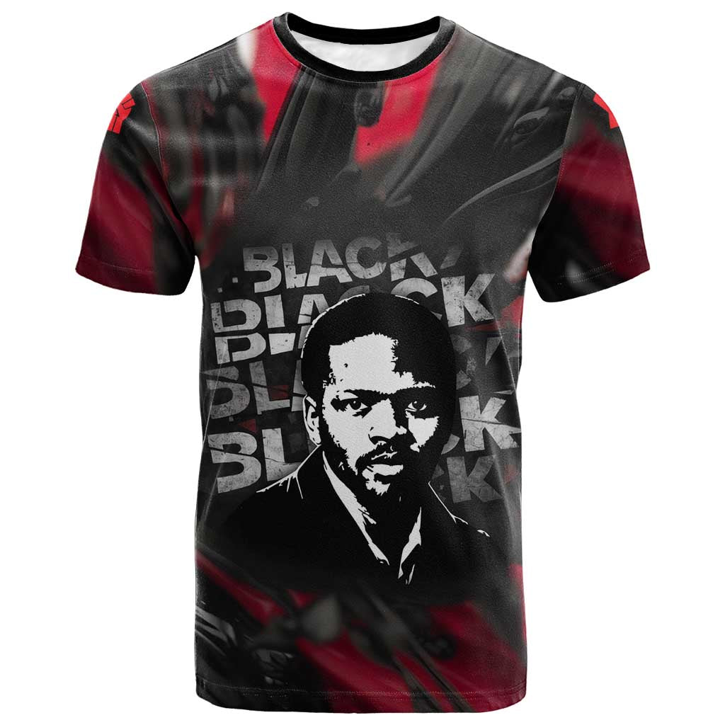 Steve Biko T-Shirt with Black Consciousness Portrait, Power Fist Symbol and Red-Black Freedom Graphic Tee