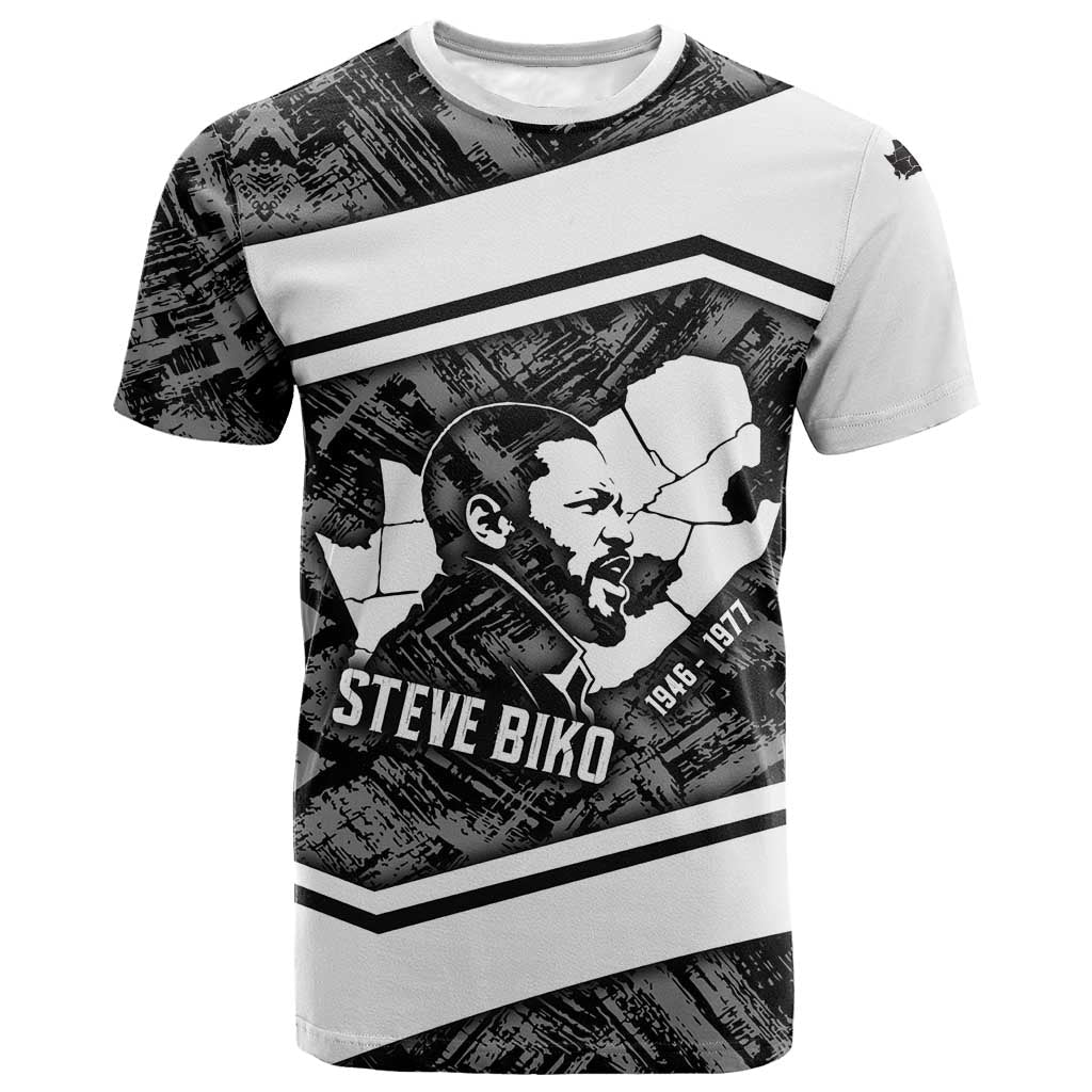 Steve Biko T-Shirt with Monochrome Portrait, Ideas Do Not Die Quote Graphic Tee