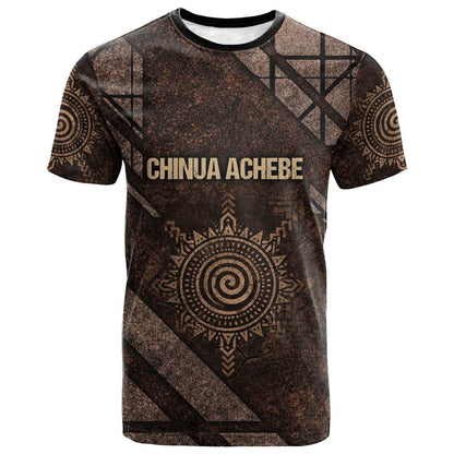 Chinua Achebe T-Shirt with Tribal Symbol Design, The Storyteller Quote and Africa Wrote Back Graphic Tee