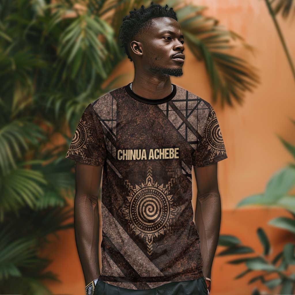 Chinua Achebe T-Shirt with Tribal Symbol Design, The Storyteller Quote and Africa Wrote Back Graphic Tee