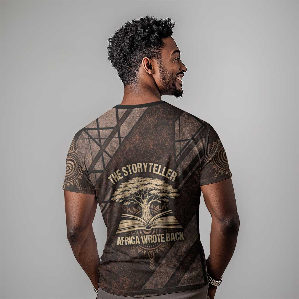 Chinua Achebe T-Shirt with Tribal Symbol Design, The Storyteller Quote and Africa Wrote Back Graphic Tee