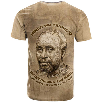 Ngugi wa Thiong O T-Shirt Vintage Map Ancient African Library - Decolonising the Mind Graphic Tee