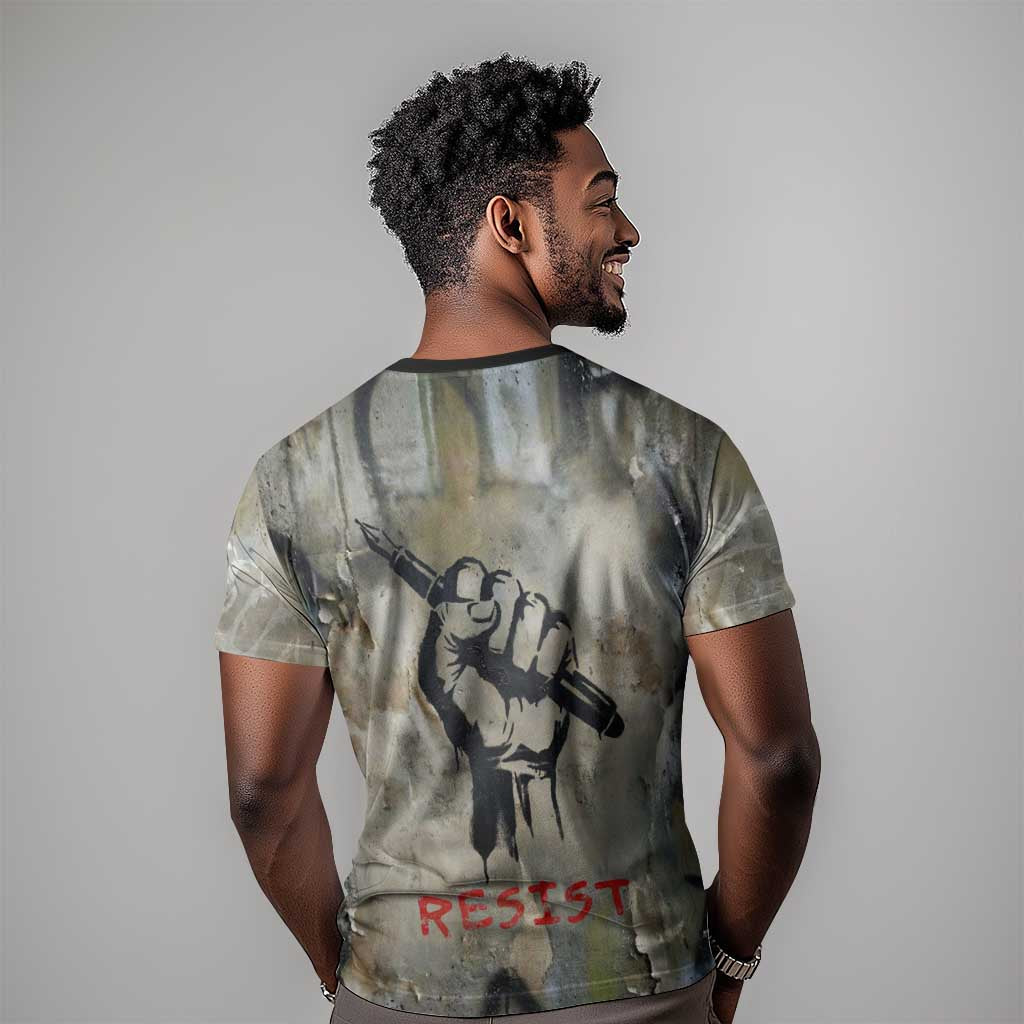 Ngugi wa Thiong O T-Shirt Graffiti Resist Statement Ink Pen Revolution Fist Literary Activism Graphic Tee