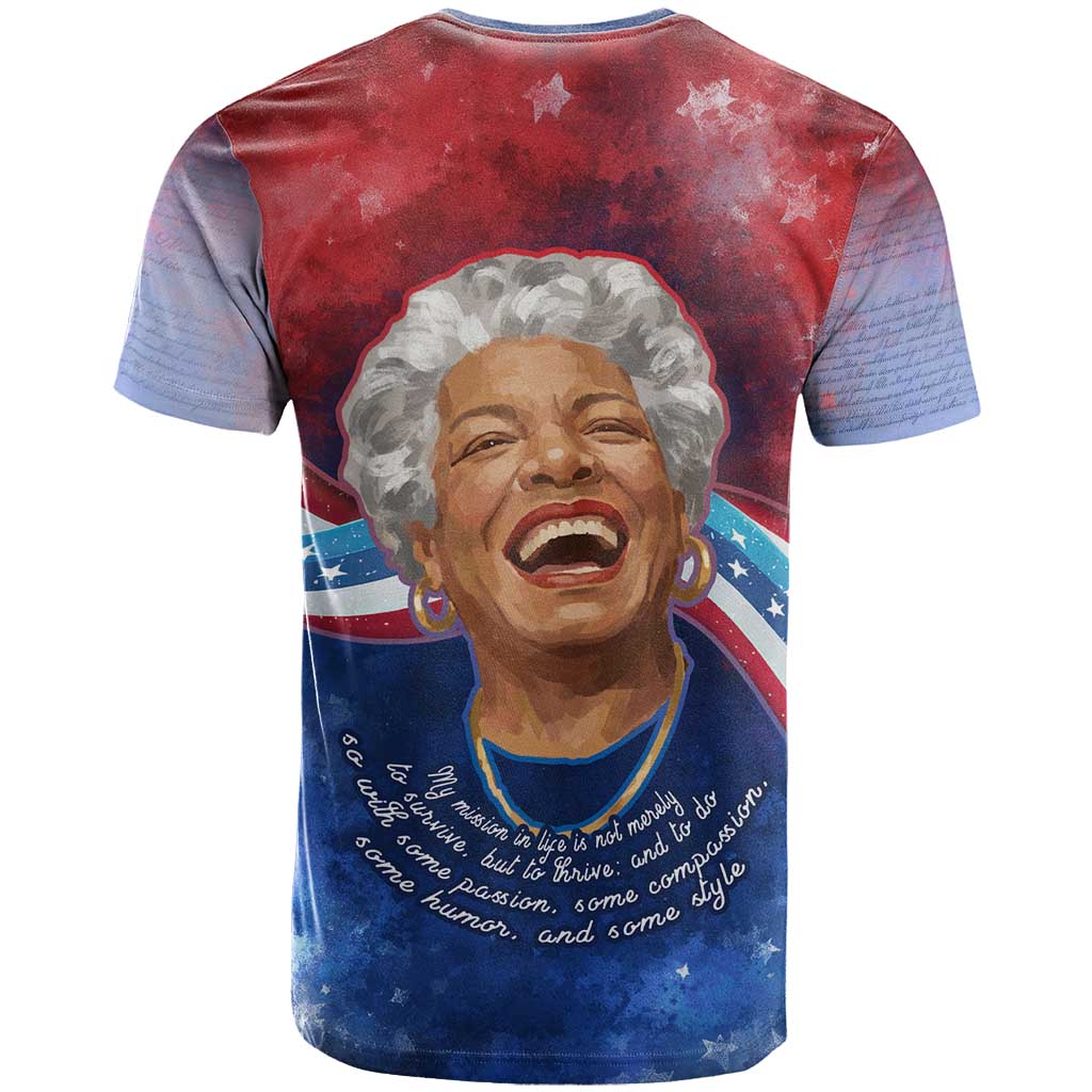 Maya Angelou T-Shirt Inspirational Life Mission Quote Celebration of Joy Passion and Compassion Graphic Tee