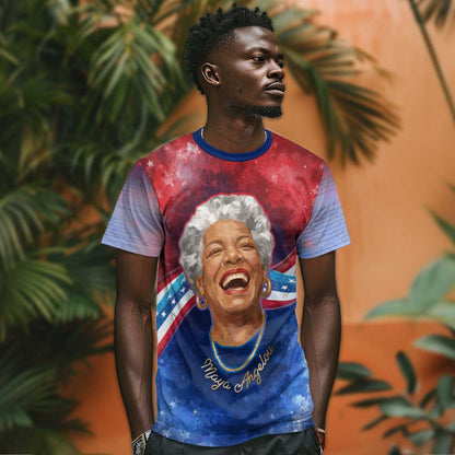 Maya Angelou T-Shirt Inspirational Life Mission Quote Celebration of Joy Passion and Compassion Graphic Tee