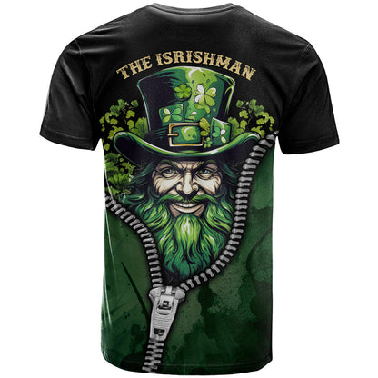 The Irish Man 3D Zip Art T-Shirt Graphic Tee