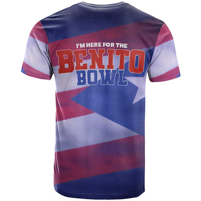 Benito Bowl Fan Gear T-Shirt with Puerto Rican Flag Football Graphic Graphic Tee
