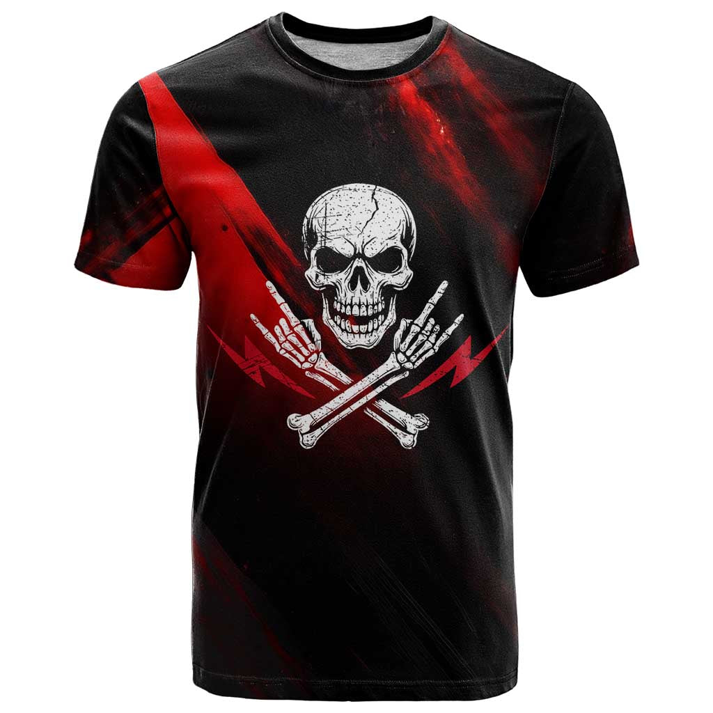 Boomer Generation T-Shirt with Skull Crossbones and Grunge Streak Pattern Graphic Tee