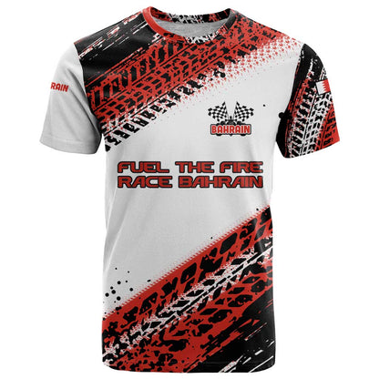 Formula 1 Inspired Bahrain Race T-Shirt with Checkered Flag Print Graphic Tee