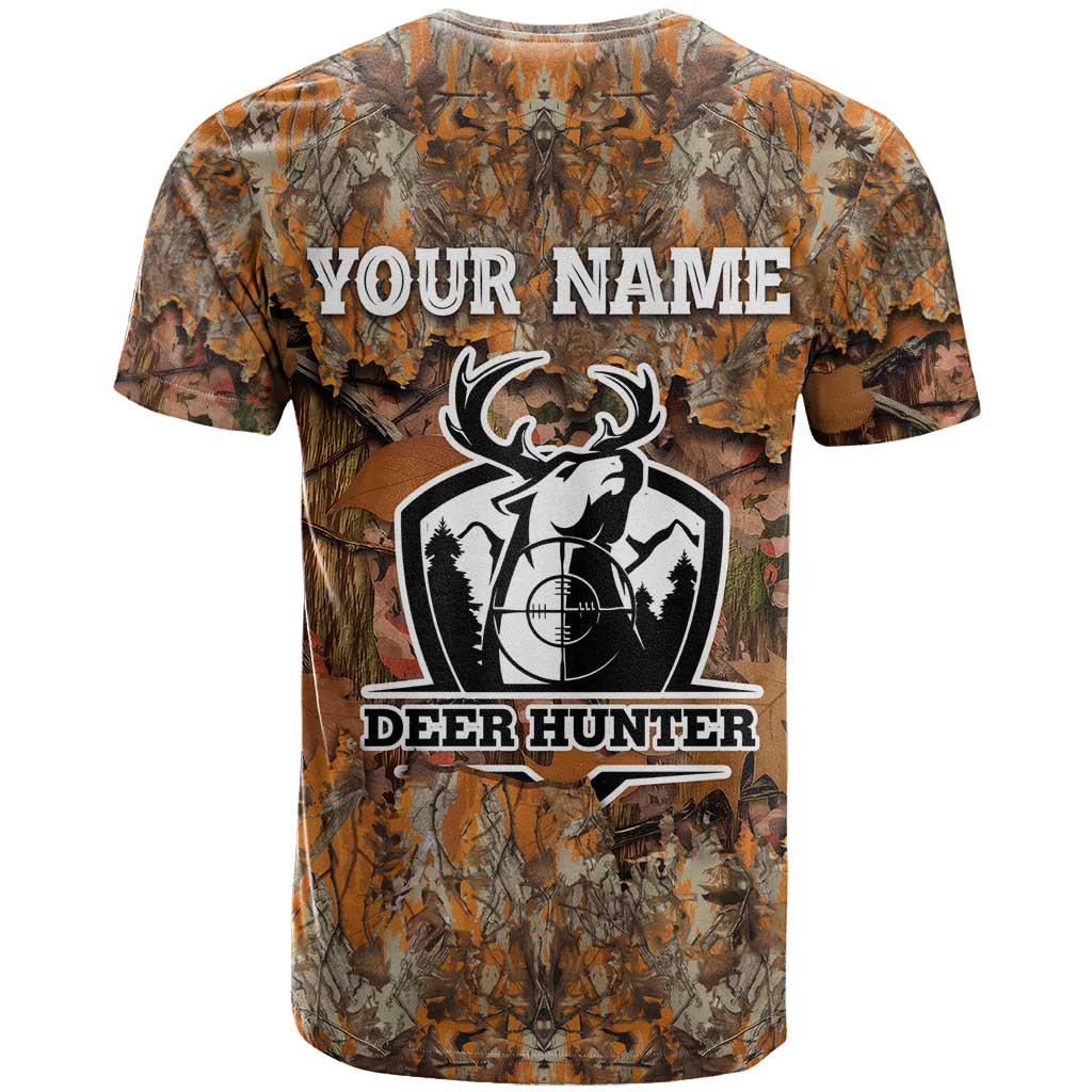 Custom Deer Hunting T-Shirt Big Game Camo Forest Design and Skeleton Archer Graphic Tee