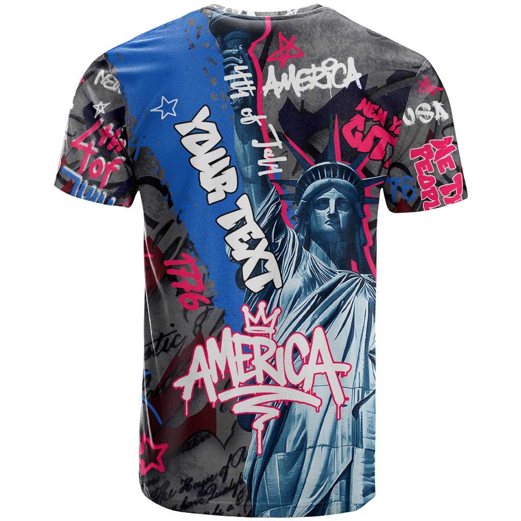 4th of July Graffiti T-Shirt with Statue of Liberty and American Independence Street Art Design Graphic Tee