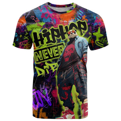 Graffiti Hip Hop T-Shirt with Neon Bear and Street Artist Panda Design Graphic Tee