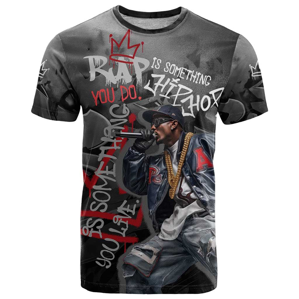 Rap Star Streetwear T-Shirt with Graffiti Lettering and Hip Hop Graphic Tee