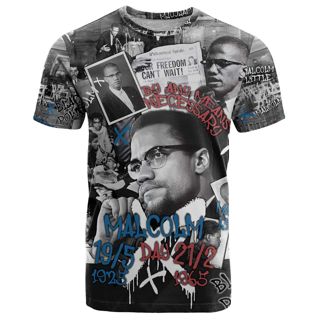 Malcolm X T-Shirt Quotes Dates and Black History Activist Theme Graphic Tee