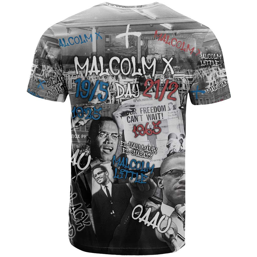 Malcolm X T-Shirt Quotes Dates and Black History Activist Theme Graphic Tee
